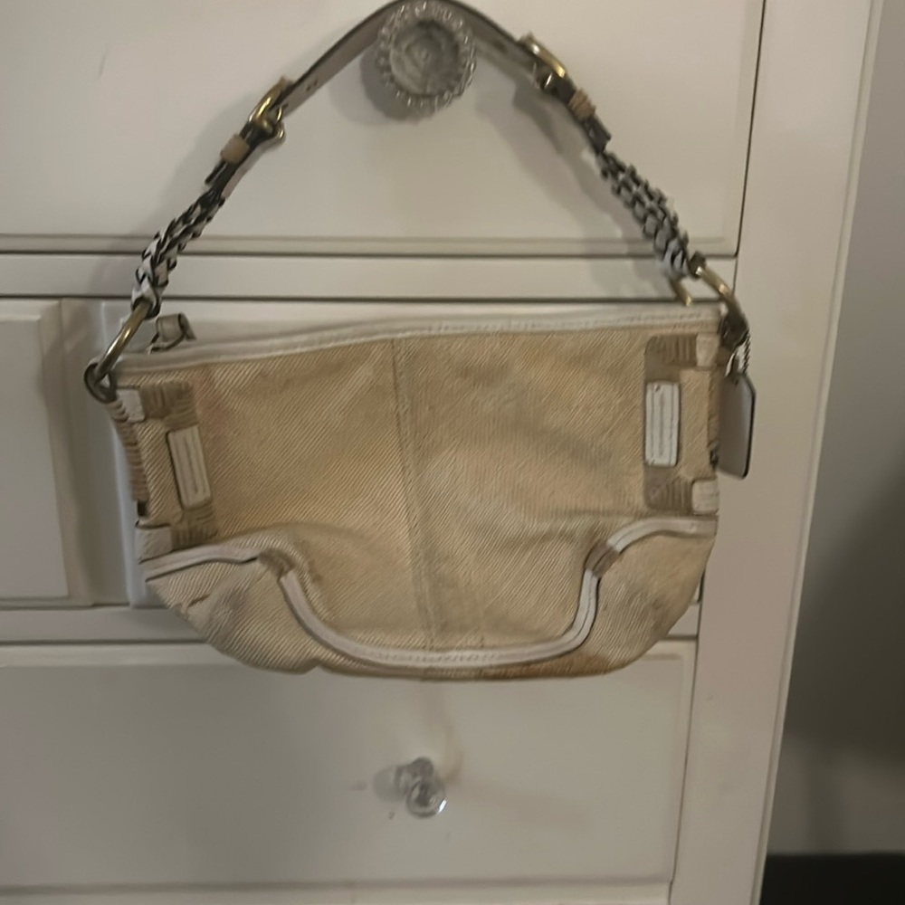 Coach angora straw and leather shoulder bag vintage